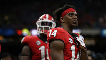 NEW ORLEANS, LOUISIANA - JANUARY 01: Trey Blount #14 of the Georgia Bulldogs reacts after losing to the Texas Longhorns 28-21 during the Allstate Sugar Bowl at Mercedes-Benz Superdome on January 01, 2019 in New Orleans, Louisiana. (Photo by Chris Graythen/Getty Images)