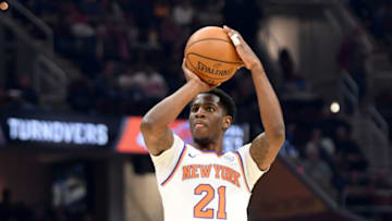 New York Knicks guard/wing Damyean Dotson shoots the ball. (Photo by Jason Miller/Getty Images)