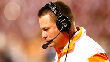 KNOXVILLE, TN - OCTOBER 25: Head coach Butch Jones of the Tennessee Volunteers looks on during the game against the Alabama Crimson Tide at Neyland Stadium on October 25, 2014 in Knoxville, Tennessee. (Photo by Kevin C. Cox/Getty Images)