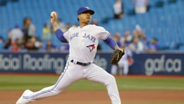 TORONTO, ON - JUNE 18: Toronto Blue Jays Starting pitcher Marcus Stroman (6) pitches in the first inning during the regular season MLB game between the Toronto Blue Jays and the Los Angeles Angels at Rogers Centre in Toronto, ON. (Photo by Jeff Chevrier/Icon Sportswire via Getty Images)