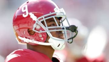 Oct 18, 2014; Tuscaloosa, AL, USA; Alabama Crimson Tide wide receiver Amari Cooper (9) at Bryant-Denny Stadium. Mandatory Credit: Marvin Gentry-USA TODAY Sports