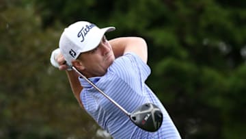 JEJU, SOUTH KOREA - OCTOBER 18: Justin Thomas of the United States plays a tee shot on the 3rd hole during the second round of the CJ Cup @Nine Bridges at the Club a Nine Bridges on October 18, 2019 in Jeju, South Korea. (Photo by Chung Sung-Jun/Getty Images)