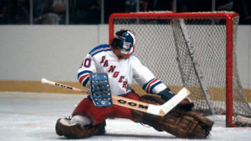 Goalie John Davidson #30 of the New York Rangers(Photo by Focus on Sport/Getty Images)