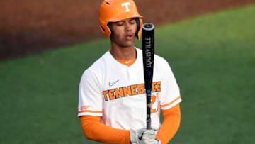 Tennessee's Trey Lipscomb at bat against UNC Asheville in the NCAA baseball game at Lindsey Nelson Stadium on Wednesday, February 26, 2020.Kns Tn Unc Asheville