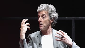 LONDON, ENGLAND - APRIL 09: Actor Peter Capaldi speaks on stage during the panel discussion about 'Doctor Who' at the BFI