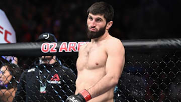 Feb 23, 2019; Prague, Czech Republic; Magomed Ankalaev (red gloves) defeats Klidson Abreu (blue gloves) during UFC Fight Night at 02 Arena. Mandatory Credit: Per Haljestam-USA TODAY Sports