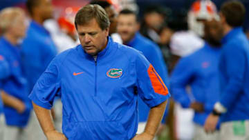 ATLANTA, GA - DECEMBER 5: Head coach Jim McElwain of the Florida Gators looks on before the SEC Championship against the Alabama Crimson Tide at the Georgia Dome on December 5, 2015 in Atlanta, Georgia. (Photo by Kevin C. Cox/Getty Images)