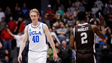 DAYTON, OH - MARCH 13: Thomas Welsh #40 of the UCLA Bruins reacts late in the game against the St. Bonaventure Bonnies during the second half of the First Four game in the 2018 NCAA Men's Basketball Tournament at UD Arena on March 13, 2018 in Dayton, Ohio. The St. Bonaventure Bonnies defeated the UCLA Bruins 65-58. (Photo by Joe Robbins/Getty Images)