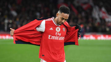 LONDON, ENGLAND - DECEMBER 15: Pierre-Emerick Aubameyang of Arsenal before the Premier League match between Arsenal FC and Manchester City at Emirates Stadium on December 15, 2019 in London, United Kingdom. (Photo by Stuart MacFarlane/Arsenal FC via Getty Images)