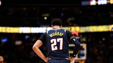 DENVER, CO - MAY 12: Jamal Murray (27) of the Denver Nuggets takes a breather against the Portland Trail Blazers during the third quarter on Sunday, May 12, 2019. The Denver Nuggets versus the Portland Trail Blazers in game seven of the teams' second round NBA playoff series at the Pepsi Center in Denver. (Photo by AAron Ontiveroz/MediaNews Group/The Denver Post via Getty Images)