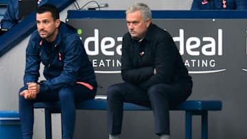 Tottenham Hotspur's Portuguese head coach Jose Mourinho watches (Photo by PETER POWELL/POOL/AFP via Getty Images)