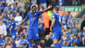 LIVERPOOL, ENGLAND - SEPTEMBER 10: Ahmed Musa of Leicester City reacts during the Premier League match between Liverpool and Leicester City at Anfield on September 10, 2016 in Liverpool, England. (Photo by Michael Regan/Getty Images)