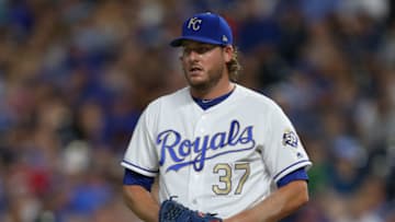 KANSAS CITY, MO - JULY 06: Kansas City Royals relief pitcher Brandon Maurer (37) pitches in the ninth inning of an MLB game between the Boston Red Sox and Kansas City Royals on July 6, 2018 at Kauffman Stadium in Kansas City, MO. The Red Sox won 10-5. (Photo by Scott Winters/Icon Sportswire via Getty Images)