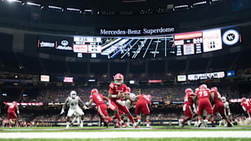 NEW ORLEANS, LA - AUGUST 31: Quarterback Levi Lewis #1 of the Louisiana-Lafayette Ragin Cajuns scrambles during the fourth quarter of their game against the Mississippi State Bulldogs at Mercedes Benz Superdome on August 31, 2019 in New Orleans, Louisiana. (Photo by Michael Chang/Getty Images)