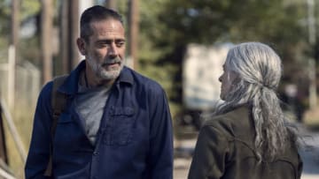 Jeffrey Dean Morgan as Negan, Melissa McBride as Carol Peletier - The Walking Dead _ Season 10 - Photo Credit: Josh Stringer/AMC