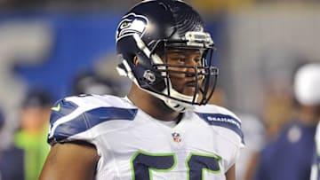 Aug 29, 2015; San Diego, CA, USA; Seattle Seahawks guard Keavon Milton (66) during a preseason game against the San Diego Chargers at Qualcomm Stadium. Seattle won 16-15. Mandatory Credit: Orlando Ramirez-USA TODAY Sports