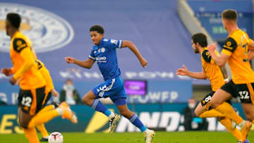 Leicester City's Wesley Fofana (2L) (Photo by TIM KEETON/POOL/AFP via Getty Images)