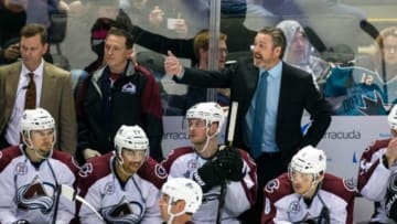 Jan 26, 2016; San Jose, CA, USA; Colorado Avalanche head coach Patrick Roy watches the game against the San Jose Sharks in the 3rd period at SAP Center at San Jose. Mandatory Credit: John Hefti-USA TODAY Sports. The Sharks won 6-1.