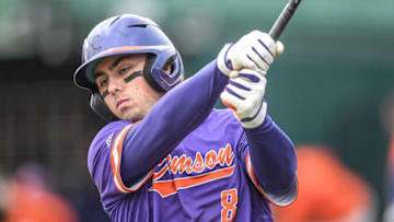 Clemson sophomore Blake Wright (8) during practice at Doug Kingsmore Stadium in Clemson Friday, January 28,2022.Clemson Baseball Practice For 2022 Season Preview