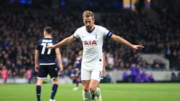 Harry Kane of Tottenham Hotspur celebrates after scoring his team - (Photo by Stephen Pond/Getty Images)
