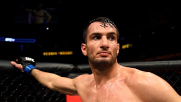 BUFFALO, NY - APRIL 08: Gegard Mousasi of the Netherlands reacts after his controversial technical knockout victory over Chris Weidman in their middleweight bout during the UFC 210 event at KeyBank Center on April 8, 2017 in Buffalo, New York. (Photo by Josh Hedges/Zuffa LLC/Zuffa LLC via Getty Images)