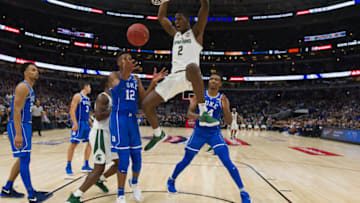 CHICAGO, IL - NOVEMBER 14: Michigan State Spartans forward Jaren Jackson Jr. (2) goes in for a dunk during the State Farm Champions Classic basketball game between the Duke Blue Devils and Michigan State Spartans on November 14, 2017, at the United Center in Chicago, IL. (Photo by Zach Bolinger/Icon Sportswire via Getty Images)