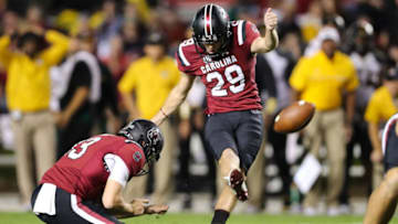Former South Carolina football kicker Elliott Fry signed a contract with the Denver Broncos. Mandatory Credit: Jim Dedmon-USA TODAY Sports