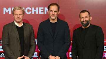 Bayern Munich unveiled Thomas Tuchel (center) on Saturday. (Photo by CHRISTOF STACHE/AFP via Getty Images)
