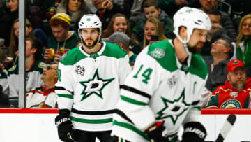 ST. PAUL, MN - DECEMBER 27: Dallas Stars center Tyler Seguin (91) looks on before the faceoff during the Central Division game between the Dallas Stars and the Minnesota Wild on December 27, 2017 at Xcel Energy Center in St. Paul, Minnesota. (Photo by David Berding/Icon Sportswire via Getty Images)