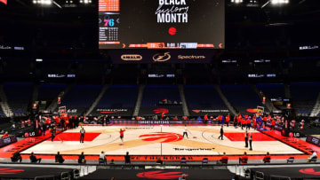 TAMPA, FLORIDA - FEBRUARY 23: A general view at Amalie Arena during the second half of a game between the Toronto Raptors and the Philadelphia 76ers (Photo by Julio Aguilar/Getty Images)