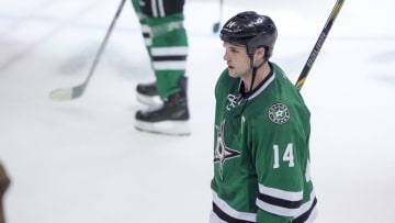 May 11, 2016; Dallas, TX, USA; Dallas Stars left wing Jamie Benn (14) leaves the ice after the loss to the St. Louis Blues in game seven of the second round of the 2016 Stanley Cup Playoffs at American Airlines Center. The Blues won 6-1. Mandatory Credit: Jerome Miron-USA TODAY Sports