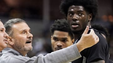 Feb 21, 2023; Columbia, Missouri, USA; Mississippi State Bulldogs head coach Chris Jans gestures to players against the Missouri Tigers during the second half at Mizzou Arena. Mandatory Credit: Denny Medley-USA TODAY Sports