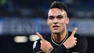 Inter Milan's Argentinian forward Lautaro Martinez (Photo by Tiziana FABI / AFP) (Photo by TIZIANA FABI/AFP via Getty Images)