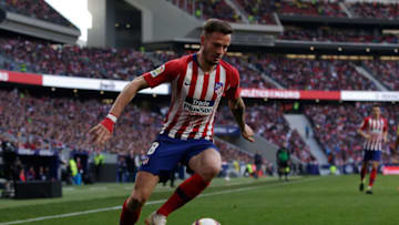 MADRID, SPAIN - FEBRUARY 24: Saul Niguez of Atletico de Madrid controls the ball during the La Liga match between Club Atletico de Madrid and Villarreal CF at Wanda Metropolitano on February 24, 2019 in Madrid, Spain. (Photo by Gonzalo Arroyo Moreno/Getty Images)