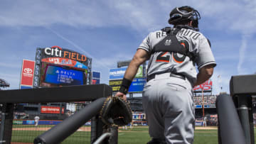 NEW YORK, NY - APRIL 19: J.T. Realmuto #20 of the Miami Marlins takes the field during the game against the New York Mets at Citi Field on Sunday, April 19, 2015 in the Queens borough of New York City. (Photo by Anthony Causi/MLB Photos via Getty Images)