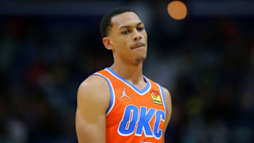 Darius Bazley #7 of the OKC Thunder reacts against the Pelicans. (Photo by Jonathan Bachman/Getty Images)