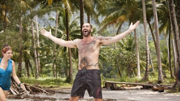 PREAH SIHANOUK CITY - APRIL 15: 'It's Merge Time' -- Aubry Bracco and Scot Pollard during the seventh episode of SURVIVOR KAOH: RONG -- Brains vs. Brawn vs. Beauty. The show airs, Wednesday, March 30 (8:00-9:00 PM, ET/PT) on the CBS Television Network. (Photo by Robert Voets/CBS via Getty Images)