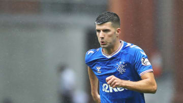 GLASGOW, SCOTLAND - AUGUST 11: Jordan Jones of Rangers controls the ball during the Ladbrokes Premiership match between Rangers and Hibernian at Ibrox Stadium on August 11, 2019 in Glasgow, Scotland. (Photo by Ian MacNicol/Getty Images)
