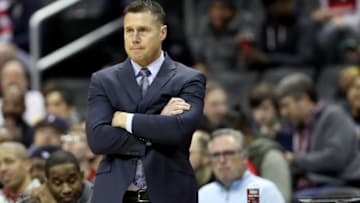 WASHINGTON, DC - MARCH 11: Head coach David Joerger of the Sacramento Kings reacts to a call against the Washington Wizards in the first half at Capital One Arena on March 11, 2019 in Washington, DC. NOTE TO USER: User expressly acknowledges and agrees that, by downloading and or using this photograph, User is consenting to the terms and conditions of the Getty Images License Agreement. (Photo by Rob Carr/Getty Images)