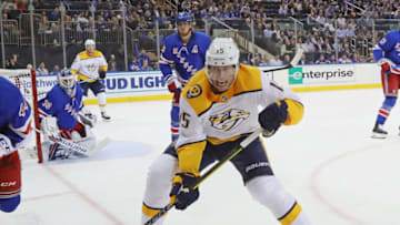 NEW YORK, NEW YORK - OCTOBER 04: Craig Smith #15 of the Nashville Predators skates against the New York Rangers at Madison Square Garden on October 04, 2018 in New York City. The Predators defeated the Rangers 3-2. (Photo by Bruce Bennett/Getty Images)