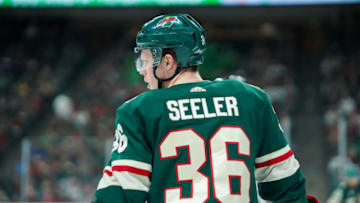 ST. PAUL, MN - MARCH 16: Nick Seeler #36 of the Minnesota Wild looks on in the first period against the New York Rangers on March 16, 2019 at Xcel Energy Center in St. Paul, Minnesota. The Minnesota Wild defeated the New York Rangers 5-2. (Photo by David Berding/Icon Sportswire via Getty Images)