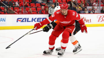DETROIT, MI - JANUARY 23: Jonathan Ericsson DETROIT, MI - JANUARY 23: Jonathan Ericsson #52 of the Detroit Red Wings skates against the Philadelphia Flyers at Little Caesars Arena on January 23, 2018 in Detroit, Michigan. (Photo by Gregory Shamus/Getty Images)
