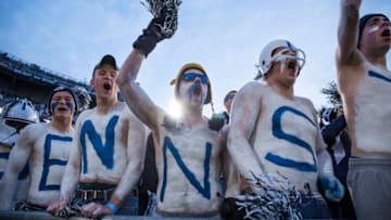 UNIVERSITY PARK, PA - NOVEMBER 26: Penn State Nittany Lions fans celebrate during the first half against the Michigan State Spartans on November 26, 2016 at Beaver Stadium in University Park, Pennsylvania. (Photo by Brett Carlsen/Getty Images)