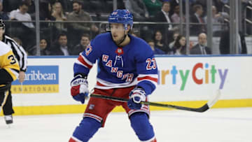 NEW YORK, NY - MARCH 14: Ryan Spooner #23 of the New York Rangers skates against the Pittsburgh Penguins at Madison Square Garden on March 14, 2018 in New York City. (Photo by Bruce Bennett/Getty Images)