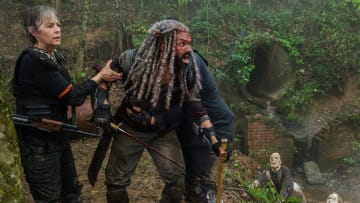 Carol (Melissa McBride), Ezekiel (Khary Payton) and Jerry (Cooper Andrews) in The Walking Dead Season 8 Episode 4Photo by Gene Page/AMC