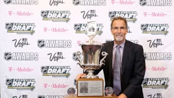 LAS VEGAS, NV - JUNE 21: Head coach John Tortorella of the Columbus Blue Jackets poses after winning the Jack Adams Award as 'the NHL coach adjudged to have contributed the most to his team's success' during the 2017 NHL Awards and Expansion Draft at T-Mobile Arena on June 21, 2017 in Las Vegas, Nevada. (Photo by Bruce Bennett/Getty Images)