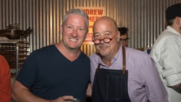 AUSTIN, TEXAS - APRIL 27: Chefs Tim Love (L) and Andrew Zimmern pose at 'Rock Your Taco Celebrity Chef Showdown' during the Austin FOOD & WINE Festival on April 27, 2019 in Austin, Texas. (Photo by Rick Kern/Getty Images)
