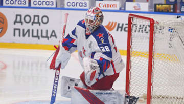 SAINT PETERSBURG, RUSSIA - 2022/04/10: CSKA Hockey Club player, Ivan Fedotov (No.28) in action during the 2021-22 Kontinental Hockey League Conference Finals between SKA Saint Petersburg and CSKA Moscow at Ice Palace. Final score; SKA Saint Petersburg 3:2 CSKA Moscow. (Photo by Maksim Konstantinov/SOPA Images/LightRocket via Getty Images)