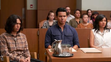 ACCUSED: L-R: Forrest Goodluck, Robert Mesa and Natalie Benally in the “Naataanii’s Story"episode of ACCUSED airing Tuesday, Feb. 28 (9:01-10:00 PM ET/PT) on FOX. ©2022 Fox Media LLC. CR: Steve Wilkie/FOX