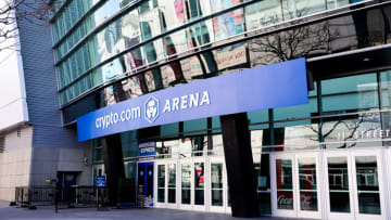 LOS ANGELES, CALIFORNIA - JANUARY 26: The exterior of Crypto.com Arena is seen on the second anniversary of the death of Kobe Bryant on January 26, 2022 in Los Angeles, California. (Photo by Rich Fury/Getty Images)